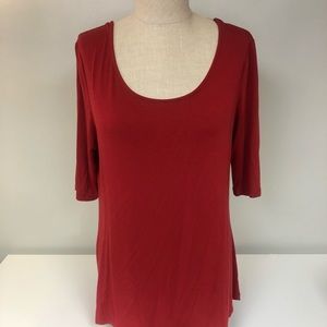 Dark Red Stretchy Top With Open Striped Backing
